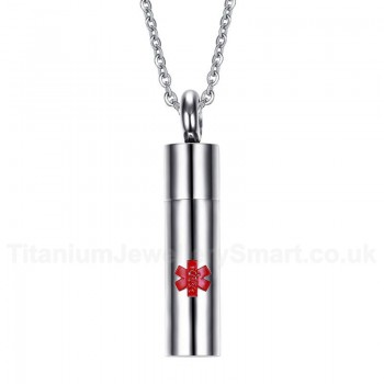 Men's Titanium Pendant Perfume Bottle 30 mm Medical ID Cylinder Openable PN-683