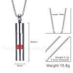 Men's Titanium Pendant Perfume Bottle 30 mm Medical ID Cylinder Openable PN-683