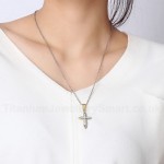 Unisex Titanium Pendant Crystal Cross PN-120