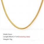Unisex Titanium Necklace 3 mm Width 50 cm 60 cm NC-102