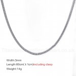 Unisex Titanium Necklace 3 mm Width 50 cm 60 cm NC-102
