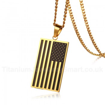 Men's Titanium Pendant American Flag PN-894G