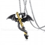 Men's Titanium Pendant Chinese Dragon Sword PN-887