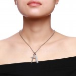 Women's Titanium Pendant Cross Tag Birthday Present NC-328