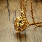 Men's Titanium Pendant Zircon Lion PN-956