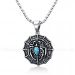 Men's Titanium Pendant Punk Spider Blue Turquoise PN-803S