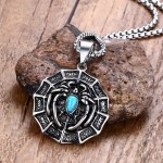 Men's Titanium Pendant Punk Spider Blue Turquoise PN-803S