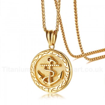 Men's Titanium Pendant Anchor Round Tag PN-1052G