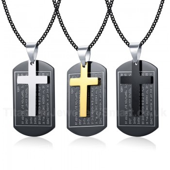 Unisex Titanium Pendant Tag Cross PN-1078