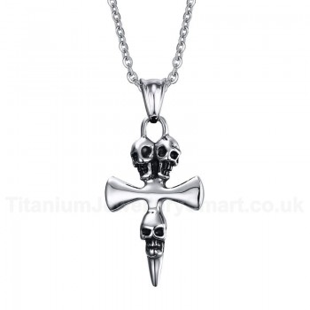 Men's Titanium Pendant Skull Cross PN-497