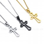 Unisex Titanium Pendant Hollow Cross Black Gold White PN-1140