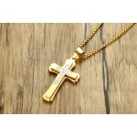 Men's Titanium Pendant Jesus Crystal Cross PN-1003