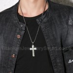 Men's Titanium Pendant Jesus Crystal Cross PN-1003