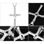 Unisex Titanium Necklace Cross Crystal PN-313