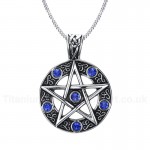 Men's Titanium Pendant Blue Crystal Pentagram PN-567