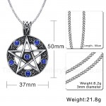 Men's Titanium Pendant Blue Crystal Pentagram PN-567