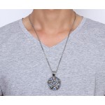 Men's Titanium Pendant Blue Crystal Pentagram PN-567