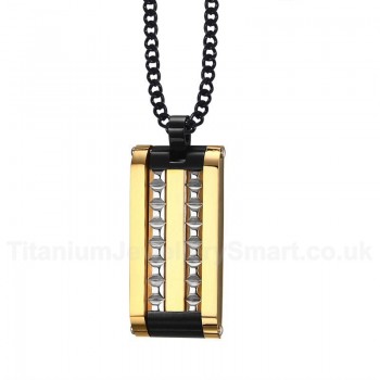 Men's Titanium Pendant 35 mm Gold and Black PN-634