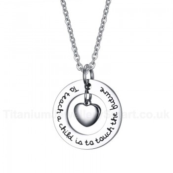 Unisex Titanium Pendant 25 mm Heart Shaped Tag PN-617