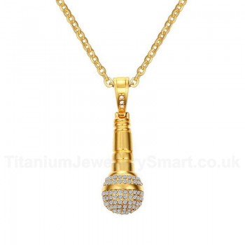 Unisex Titanium Pendant Crystal Microphone PN-729