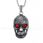 Men's Titanium Pendant Punk Skull Red Crystal PN-554