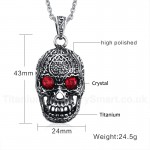 Men's Titanium Pendant Punk Skull Red Crystal PN-554