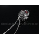 Men's Titanium Pendant Punk Skull Red Crystal PN-554