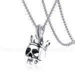 Men's Titanium Pendant Punk Skull Crown PN-1095