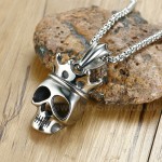 Men's Titanium Pendant Punk Skull Crown PN-1095