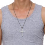 Men's Titanium Pendant Jesus Cross Zircon PN-981