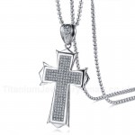 Men's Titanium Pendant Cross Zircon PN-980