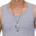 Men's Titanium Pendant Cross Zircon PN-980