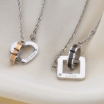 "Love Forever" Two Layers Titanium Lovers Pendants