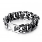 Fashion Men's Titanium Multi-loop Clasp Pattern Bracelet 