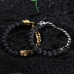  skull Buddha beads volcanic stone bead Titanium bracelet