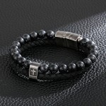 Turquoise titanium bracelet fashion men's cross leather bracelet