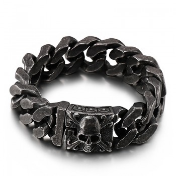 Cuban titanium chain bracelet men's titanium skull bracelet