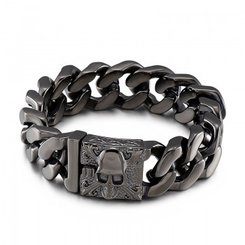 Cuban titanium chain bracelet men's titanium skull bracelet