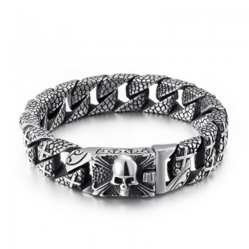  chic Titanium cross bracelet men's titanium skull bracelet
