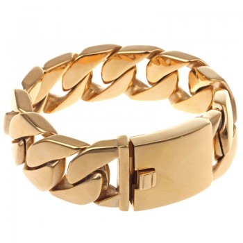  titanium men's Cuba thick bracelet hip hop trendy men's electroplated 18k gold titanium bracelet