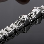  Cool skull bicycle chain titanium bracelet for men