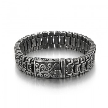  Popular Cool Hip Hop Floral Men's Titanium Bracelet