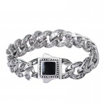 Rosette Vintage Men's Bracelet titanium Bracelet with Black Gems