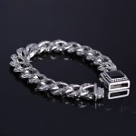 Rosette Vintage Men's Bracelet titanium Bracelet with Black Gems