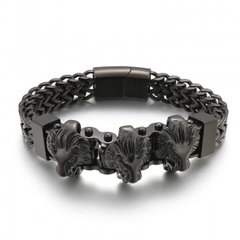  Bully skull wolf head lion head men's titanium bracelet mixed batch