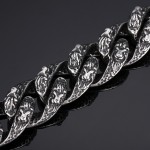  Vintage Cool lion head titanium bracelet for men