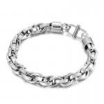   Men's oval twist chain titanium bracelet