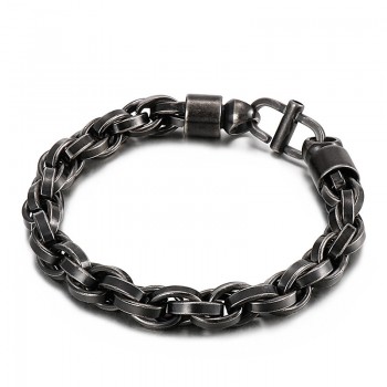   Men's oval twist necklace with sunburst clasp titanium bracelet