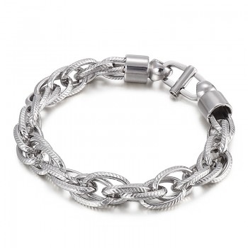   Men's oval twist necklace with sunburst clasp titanium bracelet