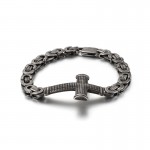  Popular fashion street cross back chain titanium bracelet for men